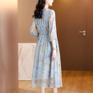 Plus-size Figure-flattering High-end Delicate Floral-print Dress